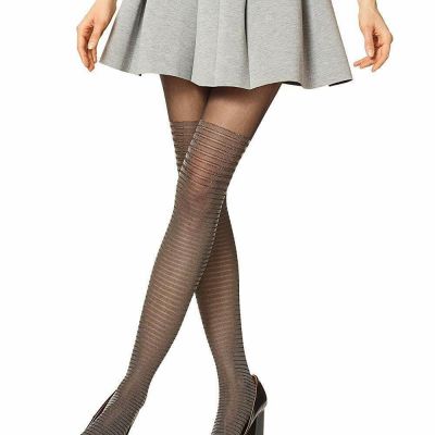 HUE Womens Shimmer Stripe Tights Size:Medium/Large Color:Black