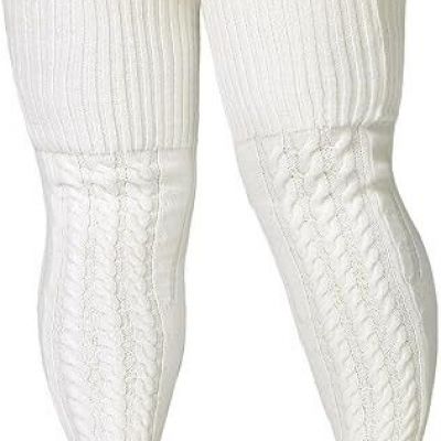 Moon Wood Wool Plus Size Thigh High Socks Cable Knit Thigh Highs - Extra Long