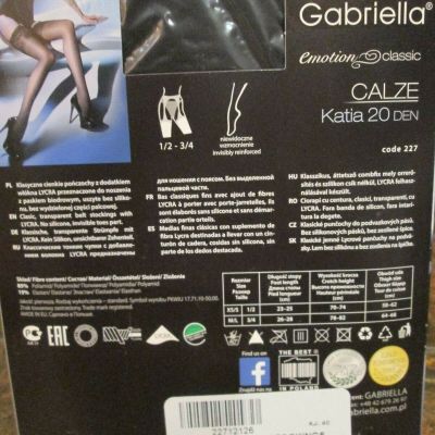 GABRIELLA KATIA DESIGNER TOP GARTER STOCKINGS 20 DENIER BLACK AND BEIGE 2 SIZES