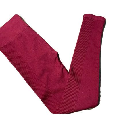 Bozzolo Leggings Women's Small Medium Stretch Waist Solid Skinny Leg Burgundy