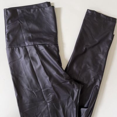 Cherish Faux Leather Black Full Length Leggings  - XL