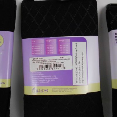 3 PAIRS Textured Tights DIAMOND PATTERN ,CURVACEOUS 2 - H 5'0-5'11 W 195-225 LBS