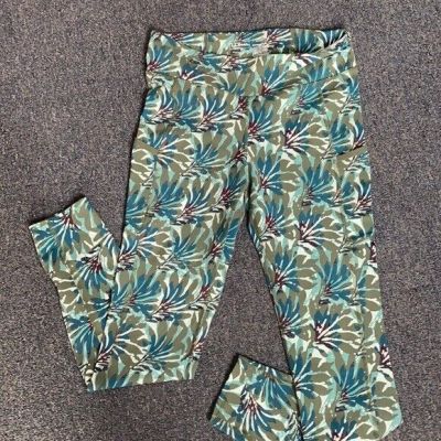 L.L. Bean Green Tropical Print Work Out Leggings - Women's Size Small