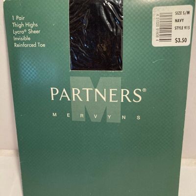 Partners for Mervyns thigh high Stockings Navy Size S/M NEW NOS