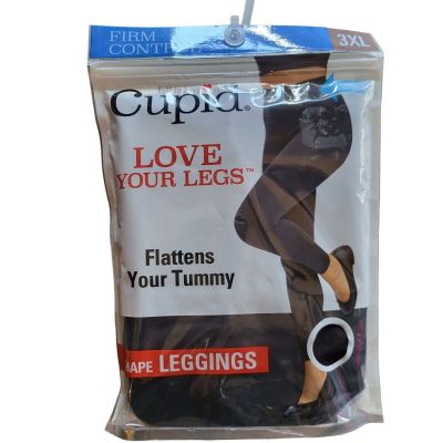 Cupid Love Your Legs Shaping Leggings 3x Womens Plus Size Firm Control Black