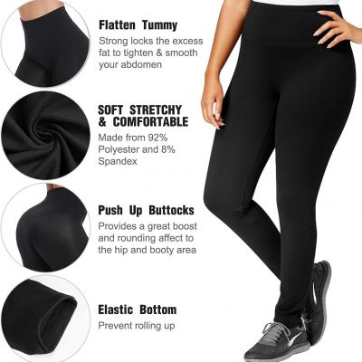 Hi Clasmix Plus Size Leggings for Women 4XL-High Waisted Tummy Control Non See