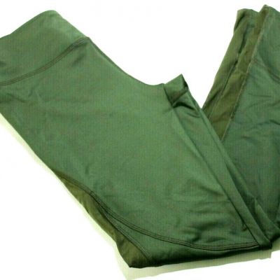 Forever 21 Olive Green Small Workout Yoga Leggings Pants Mesh Side Peek A Boo