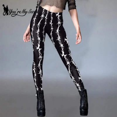 [You're My Secret] 3D Scar Women Legging Goth Style Divination Print Ankle Pants