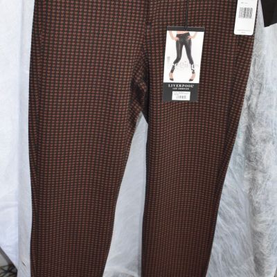 Liverpool Los Angeles Madonna Skinny Legging Black Rust Houndstooth Size 6/28