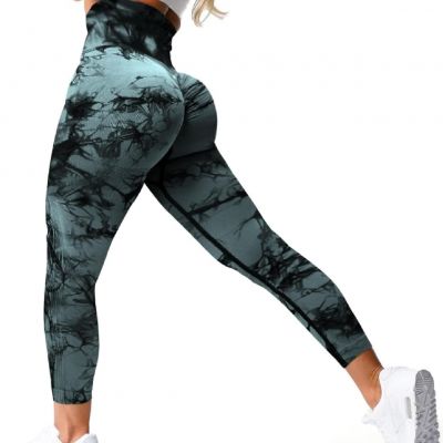 Tie-dye Workout Leggings for Women High Waist Seamless Large, 1 Green