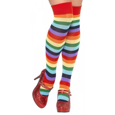 Rainbow Thigh High Stockings Adult Womens Fancy Dress Costume Accessory