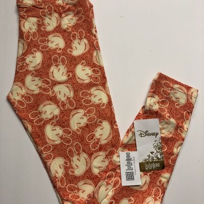 NWT LuLaRoe Disney Leggings OS One Size Mickey Mouse Vintage Style Pink 110698