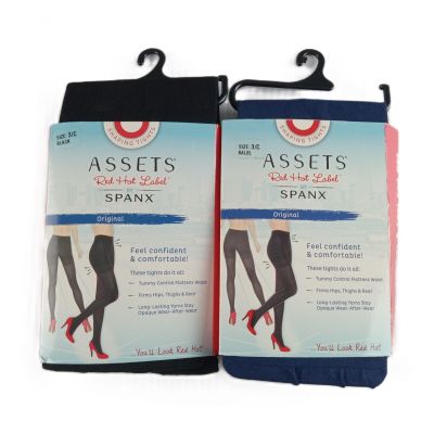 Spanx Assets Women's Original Tights 2 Pack Size 3C Black Blue Tummy Control