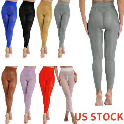 US Womens Sexy See Through Pantyhose Sheer Mesh Tights High Waist Skinny Pants