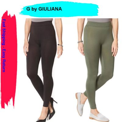 G Giuliana LounGy 2Pc High-Waist Cozy Knit Legging Black Thyme | Size- XS