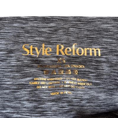Style Reform Heathered Gray With Black & Gold Leggings XS