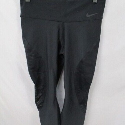 Nike Women Active Pants Medium Black Dri Fit Skinny Mesh Elastic Waist Polyester