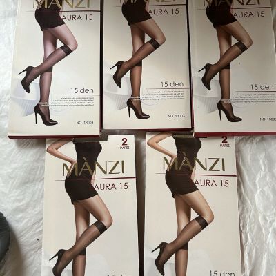 5 Packs Of Knee High Tights | Black And Miele | One Size