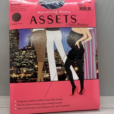 Marvelous Mama Assets BLACK Maternity Opaque Stripe Tights Spanx Size 1 NIP