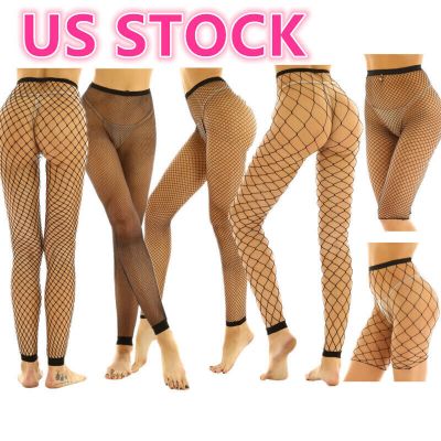 US Women's High Waisted Fishnet Club Tights Transparent Stockings Net Pantyhose