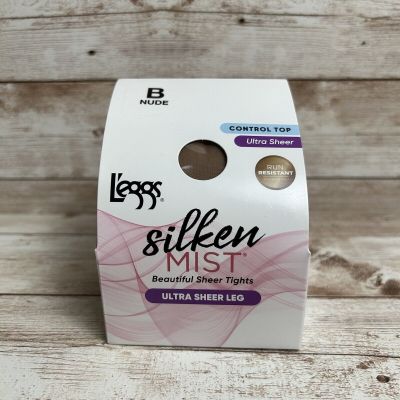 L'eggs Silken Mist Control Top Ultra Sheer Pantyhose Size B Nude, NIP