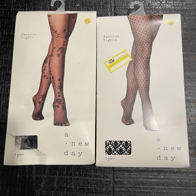 New Lot Of 2 A New Day Fashion Tights Black Size S/M