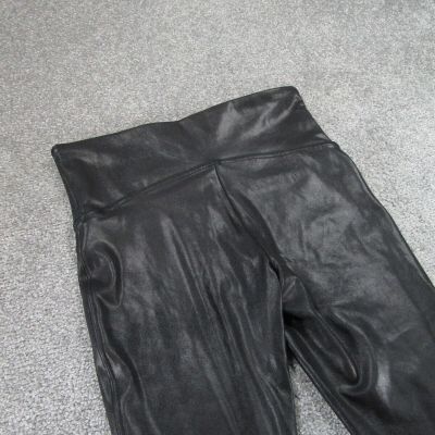 Spanx Leggings Womens Medium Black Faux Leather Shiny