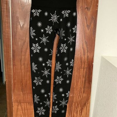 French Laundry Small Snowflake Leggings Black And White Warm B1