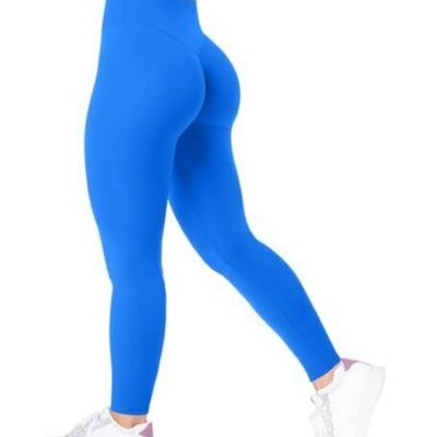 High Waisted Workout Leggings for Women Tummy Medium V-Back #1royal Blue