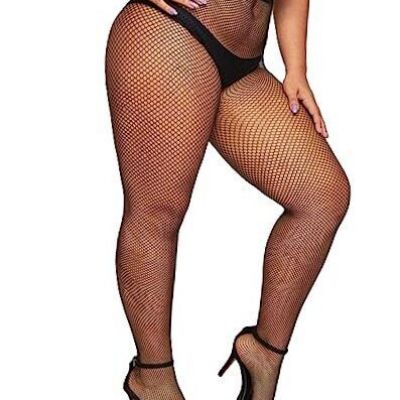 Women's Plus Size High Waist Fishnet Tights Hollow Out XX-Large Plus Black