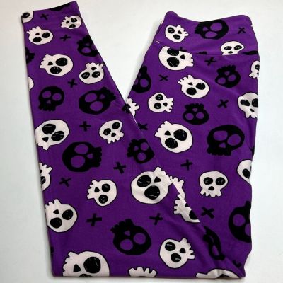 NEW LuLaRoe OS Leggings PURPLE Black X Poison SKULL HALLOWEEN Dead Bone MUERTOS