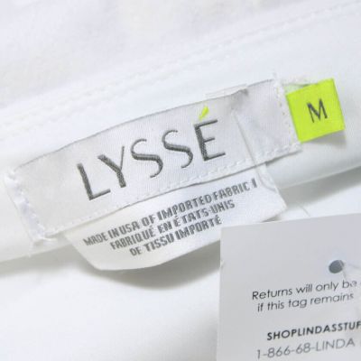 Lysse Womens Elastic Waistband Mid Rise Capri Leggings White Cotton Size Medium