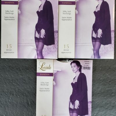 3 Pairs Levante Vanessa Stockings 15 Denier Bianco (white) Size 4 XTALL