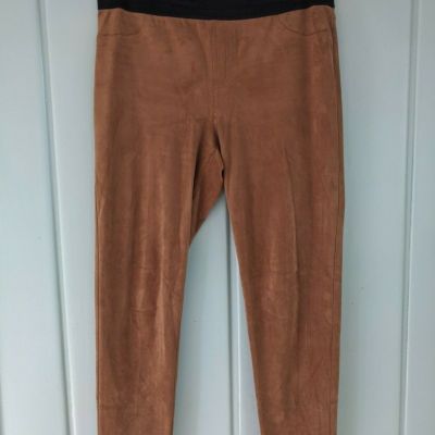 INC International Concepts Womens 14 Large Leggings Faux Suede Brown Stretch