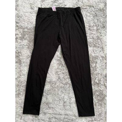 Womens Cropped Leggings Black Cotton Blend Stretch XL 15-17