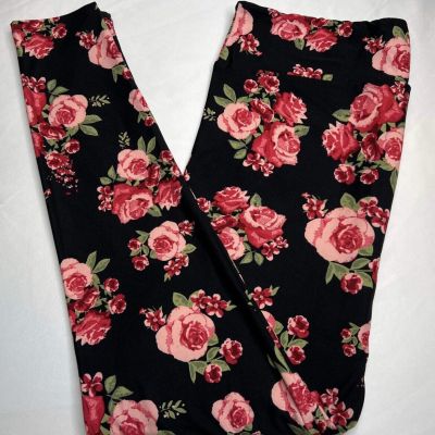 NEW LuLaRoe TC Leggings BLACK PINK RED Moss Green Olive COLORFUL Flower LEAVES