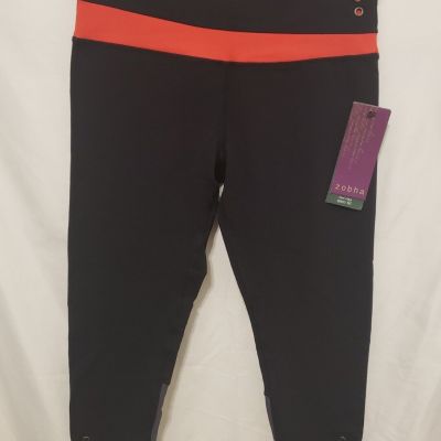 ZOBHA Grommet Capri Leggings Sz 4 Red Black Low Rise Slim Fit Yoga Athletic