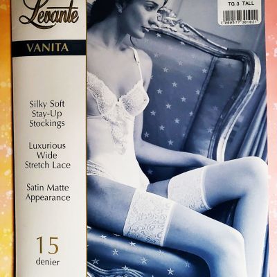 Levante Vanita 15 Denier Lace Top Satin Matt Stay Ups  - Black Tall #4