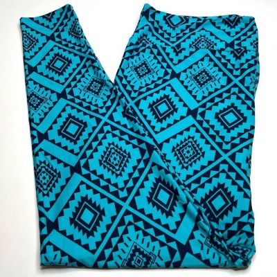 NEW LuLaRoe TC2 Leggings BLUE Turquoise AZTEC Southwest Western SW Line Diamond