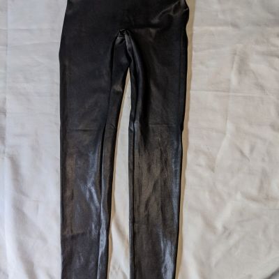 SPANX Black Faux Leather High Rise Leggings Size Medium