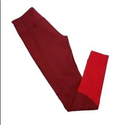 Victoria's Secret VS Sport Burgundy Red Dipped Blocking Knockout Tights SMALL