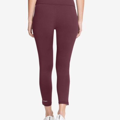 DKNY Womens Sport Logo High Waist Ankle Leggings Size Large Color Currant