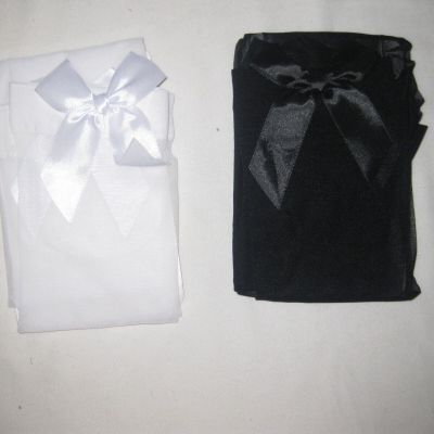 2pair sheer mesh thigh highs w/bows black & white nip kawaii goth