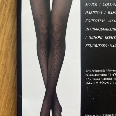 Calzedonia Special Edition Black Rhinestone Mesh Tights Medium Brand New