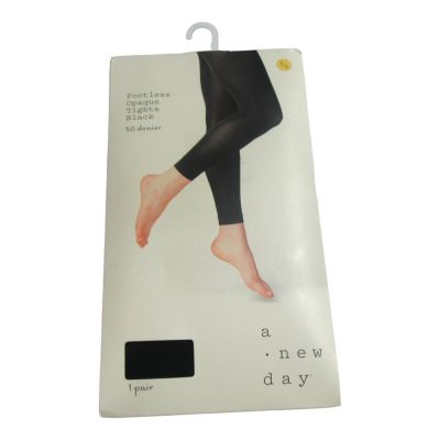 A New Day Womens 50 Denier Size S/M Footless Opaque Tights Black