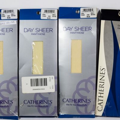 4 Catherines Plus Size Day Sheer Pantyhose LINEN Size E Ladies Pantyhose