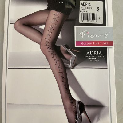 Fiore (Adria) Patterned Tights Sheer Black Metallic 132-143lbs Height 5’2-5’4