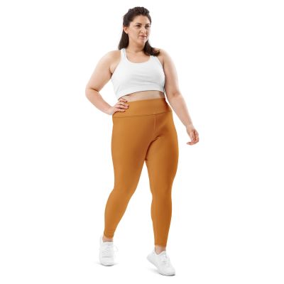 All-Over Print Plus Size Leggings - Orange Casual Plus Size Leggings