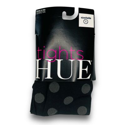 HUE Black Dot On Opaque Control Top Tights Womens Size 1 U15834 ~ 1 Pair New