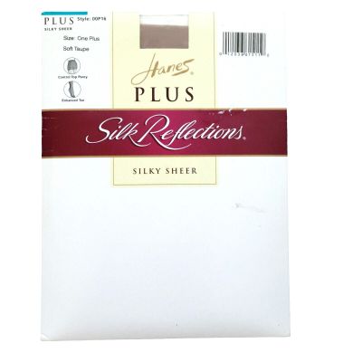 Hanes Plus Silk Reflections Silky Sheer Pantyhose Size One Plus Taupe Control To